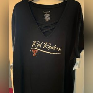 NWT 3XP black Texas Tech Tshirt with crisscross front